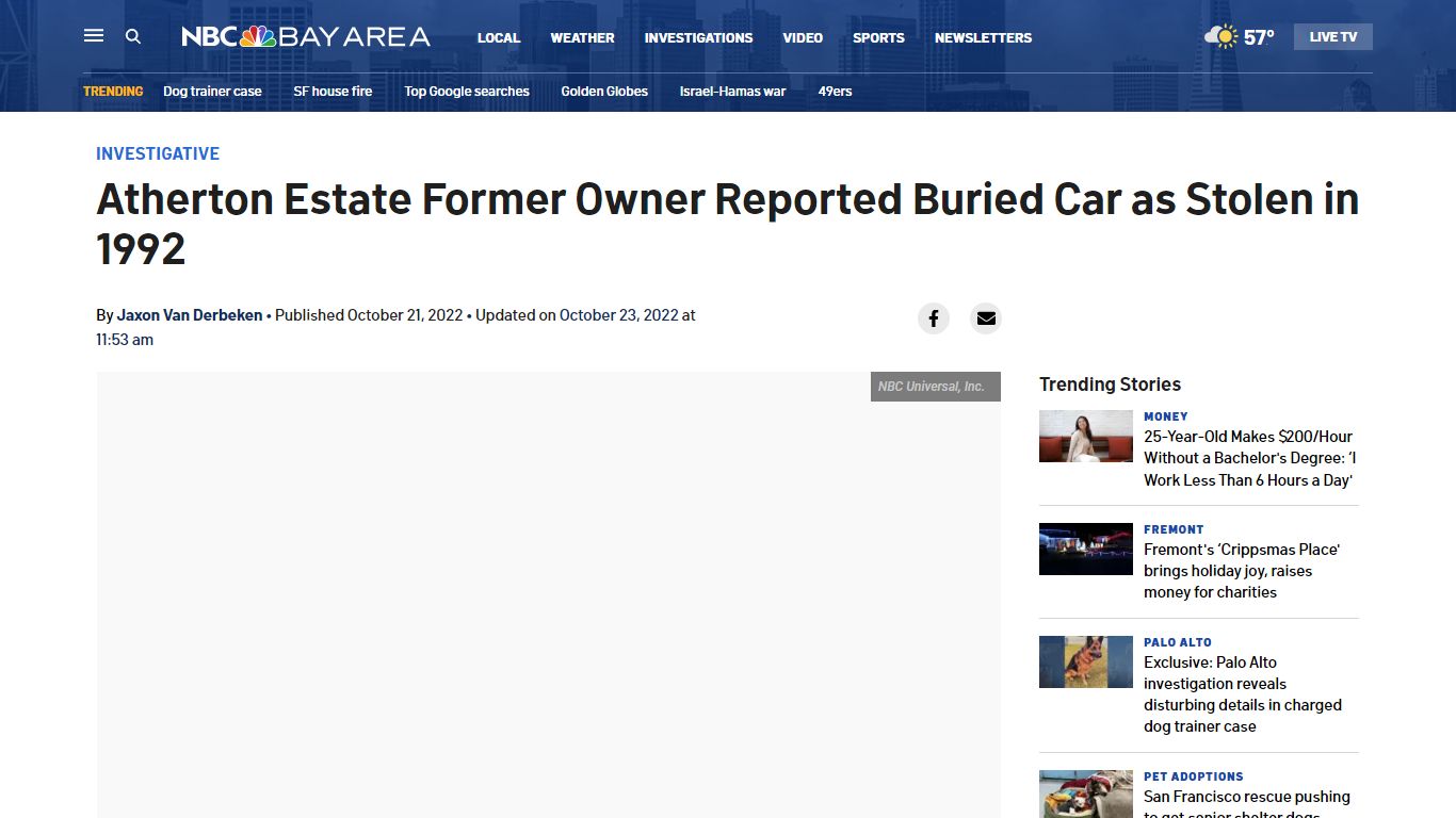 Atherton Estate Former Owner Reported Buried Car as Stolen in 1992