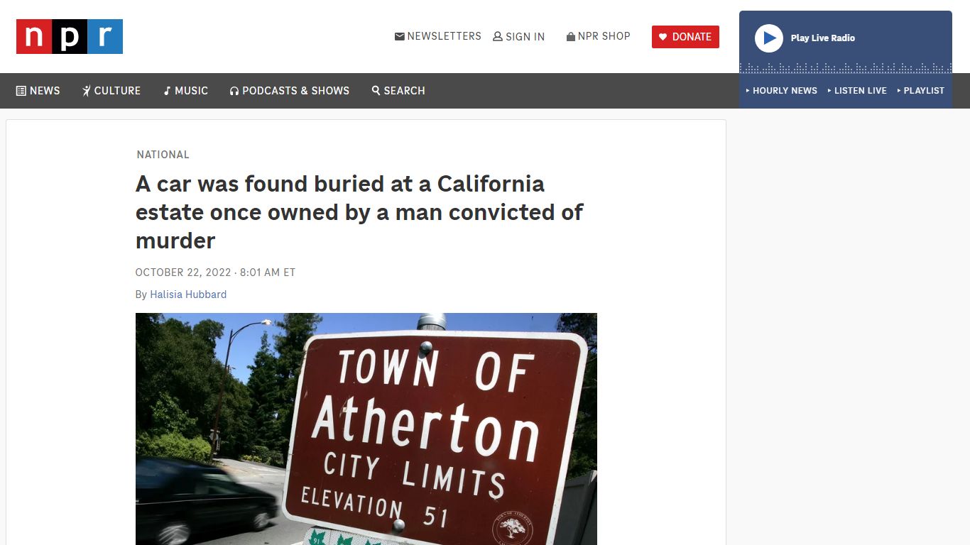 A car has been found buried in the yard of a $15 million mansion : NPR